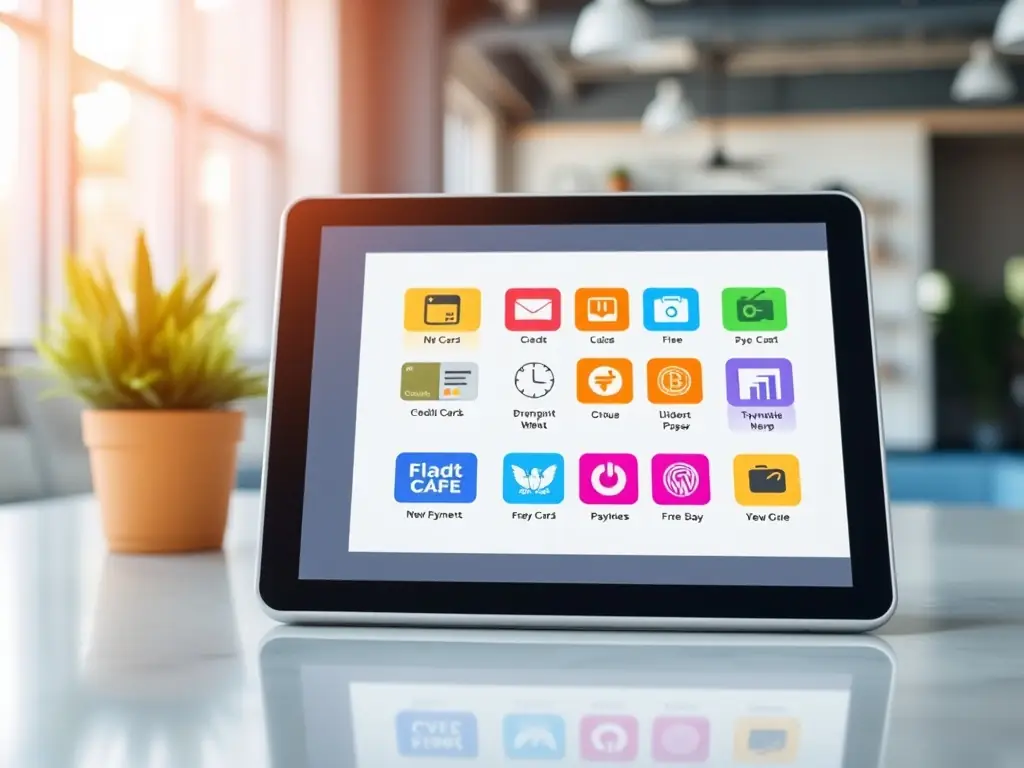 An image showing a modern, secure crypto payment gateway interface on a tablet, highlighting ease of use and security.